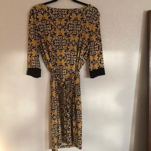 Liz Claiborne midi dress yellow and black